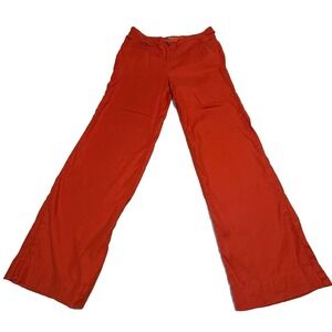 Anthropologie Minimalist Clean Girl Wide Leg High Rise Pants Women Orange Sz 30